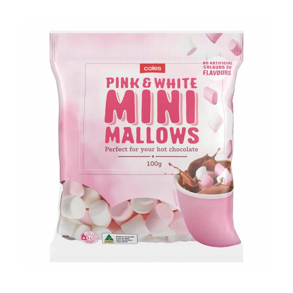 Coles Mini Marshmallows Pink & White 100g-image