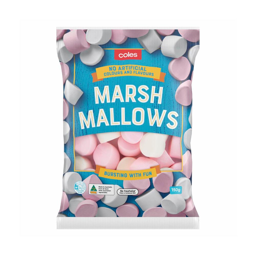Coles Pink And White Marshmallows 150g-image
